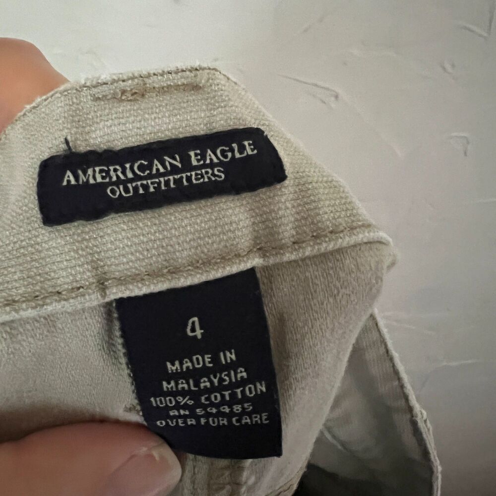 Vintage Y2K American Eagle Lace Up Mini Skirt Beige Cotton Mall Goth Size 4 - Picture 3 of 6